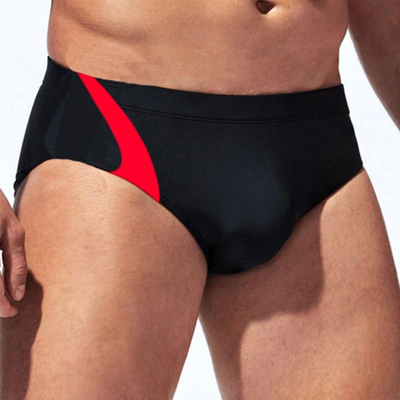 Solid Color Triangle Side Sports Leisure Anti Exposure And Embarrassment Men's Swimming Trunks_voghion.com