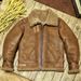 Heren bomberjack van echt schapenvacht – vintage lamsleren jas met wollen voering (46-60, retro kameel)_voghion.com