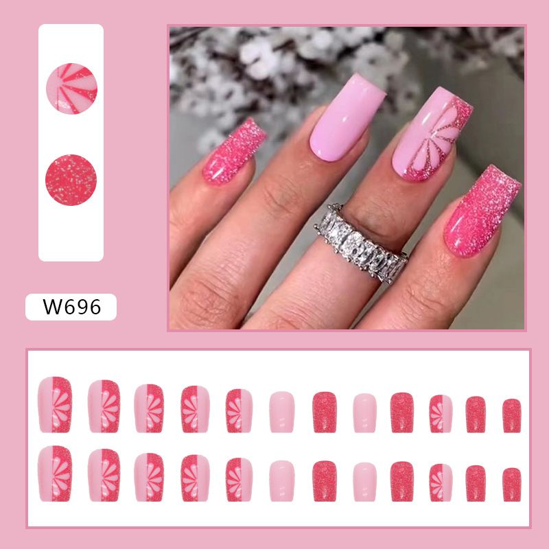 Girl Pink Flash Nail Simple Sweet Ins Style Nail Nail Beauty Piece_voghion.com