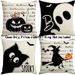 Grenseoverskridende varmt salg Halloween Horror Gresskar Heks Katt Mønster Trykt Lin Hjem Ferie Stue Sofa_voghion.com