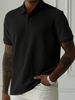 Men's Clothing Men's Solid Color Lapel Front Button Short Sleeved Shirt Casual Daily_voghion.com