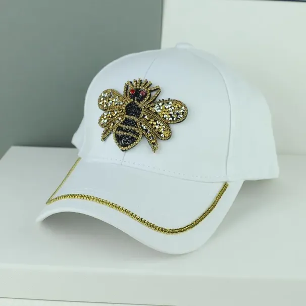 Kids Korean Versatile Duck Tongue Net Red Spring and Autumn Sunshade Sun Hat Fashion Little Bee Drill baseball cap_voghion.com