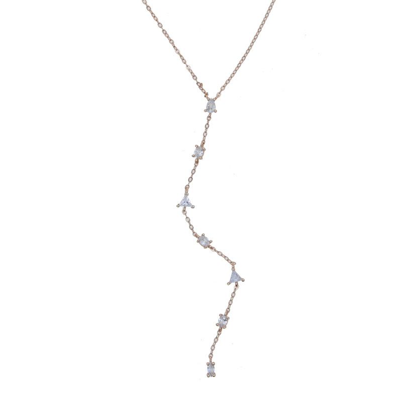 Collana lunga a strati in argento sterling 925 con zirconi a forma di Y, gioiello da donna, pendente geometrico, accessorio trendy per tutti i giorni_voghion.com