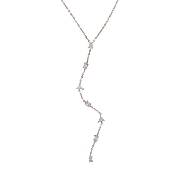 Collana lunga a strati in argento sterling 925 con zirconi a forma di Y, gioiello da donna, pendente geometrico, accessorio trendy per tutti i giorni_voghion.com