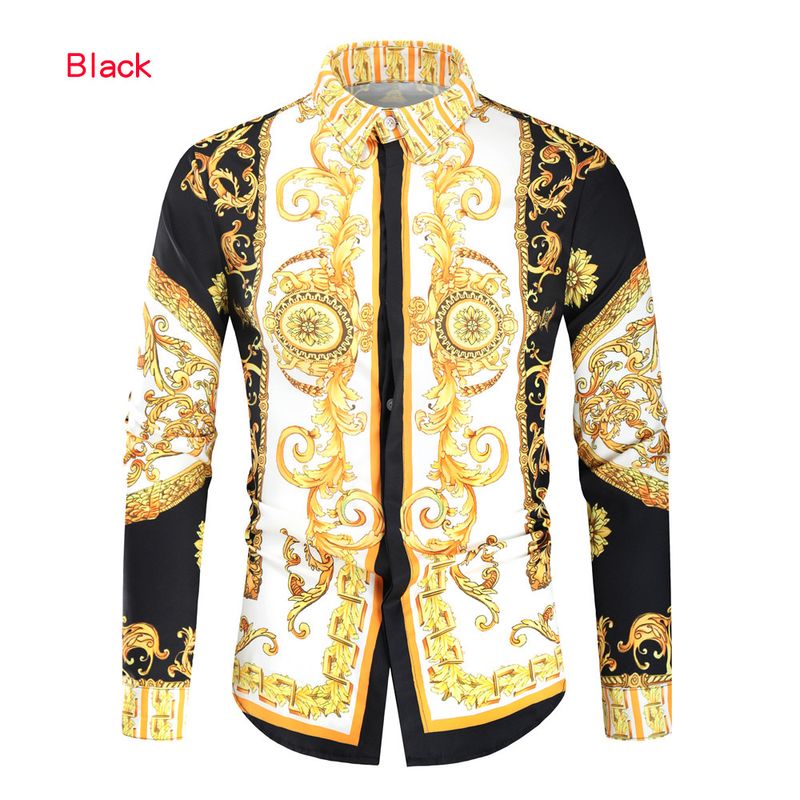 Camicia a maniche lunghe da uomo in stampa digitale 3D stile corte_voghion.com