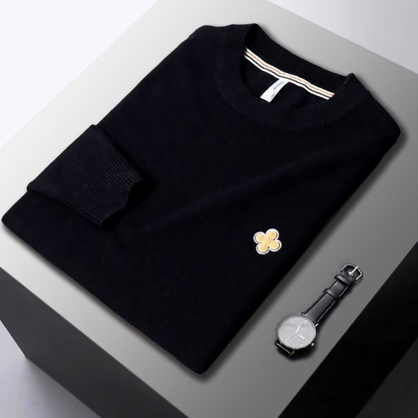 Vīriešu apģērbu tendences supermīksts kašmira nozīmītes dizaina adīts apaļa kakla džemperis vīriešu rudens plāns silts krekls ar augšējo apakšu_voghion.com