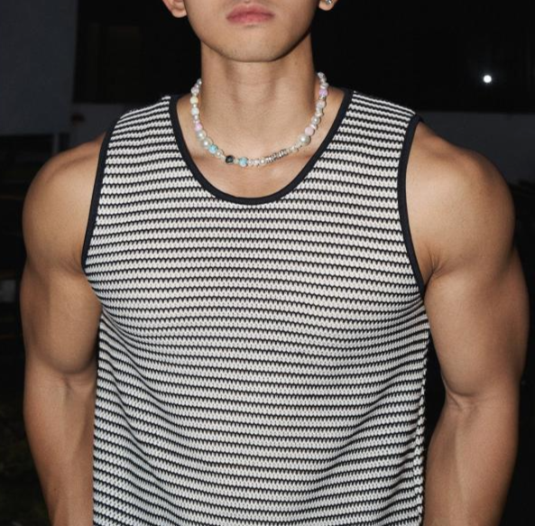 Canotta estiva a righe con blocchi di colore bianco e nero, da uomo, taglie forti, 150 kg, semplice, versatile_voghion.com