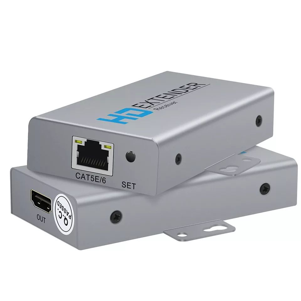 HDMI Extender HDMI Tramsmitter Receiver 50m/164ft Over Ethernet CAT5E/6 RJ45 Port with HDMI Loopout for PC HDTV_voghion.com