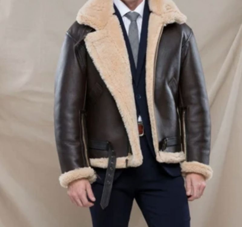 Men's clothing zipper belt cross casual flight jacket leather_voghion.com