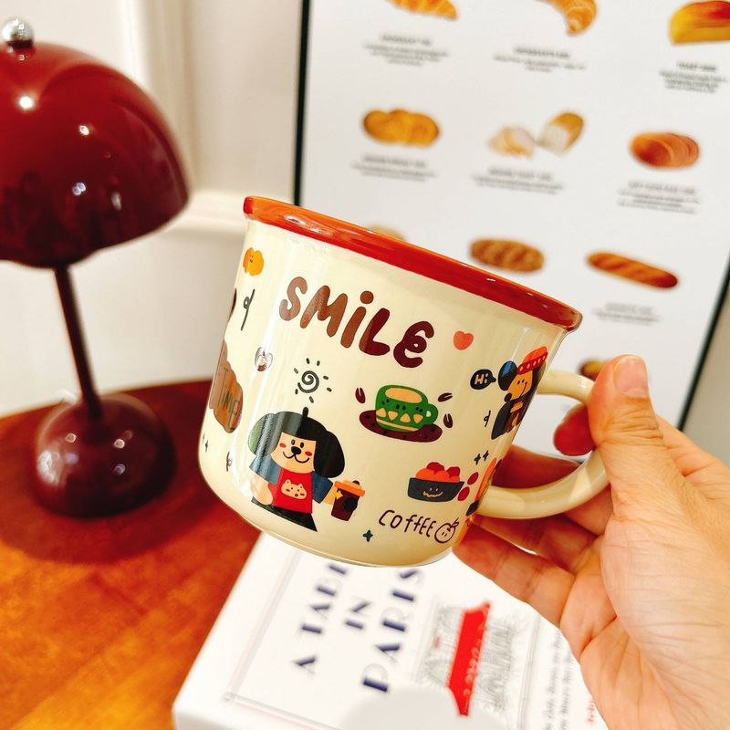 Tazza in ceramica con simpatico orso dei cartoni animati, per la colazione, per uso domestico_voghion.com