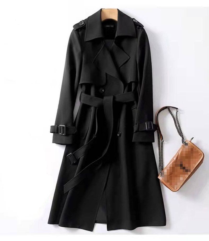 Waist Slimming Over-the-Knee Windbreaker Women's Mid-Length Fashion Short Jacket_voghion.com