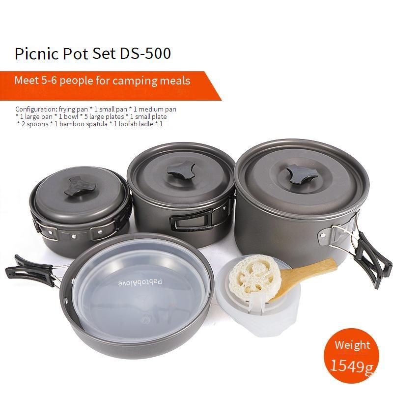 Camping-Kochgeschirr-Set – Antihaft-Topf und Kessel für 5–6 Personen für Picknicks im Freien und Roadtrips (komplettes Familien-Kochset)​_voghion.com