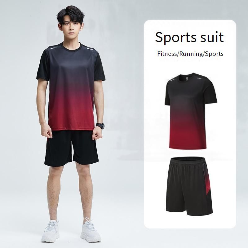 Men's Quick-Dry Workout Set - Ice Silk Short Sleeve T-Shirt & Training Shorts For Running, Basketball & Gym​​_voghion.com