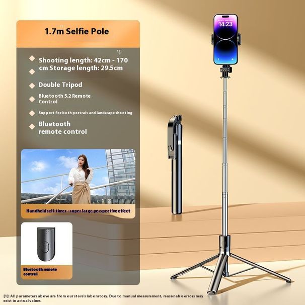 Universal Anti-Shake Phone Tripod Stand With 360° Rotatable Gimbal, Extendable To 1.7M, Built-in LED Light & Remote Control – ABS & Stainless Steel_voghion.com