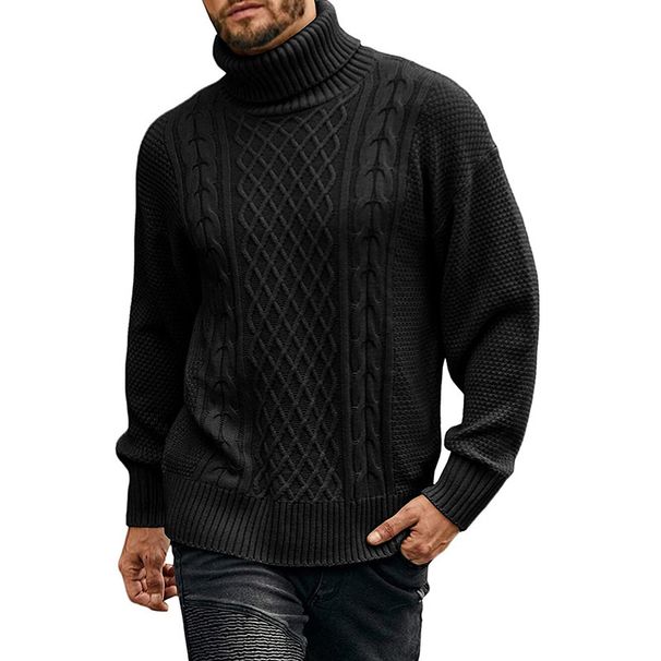 2025 New Style High-neck Sweater For Men, Autumn And Winter Pure Color Long-sleeved Pullover Knitted Shirt Top, European And American Men's Wear_voghion.com