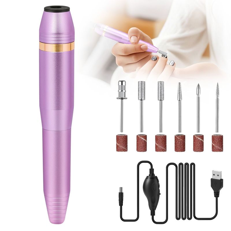 Portable Electric Nail Drill, Professional Nail File Kit For Acrylic, Gel Nails, Manicure Pedicure With Nail Drill Bits Sanding Bands Rose Gold_voghion.com