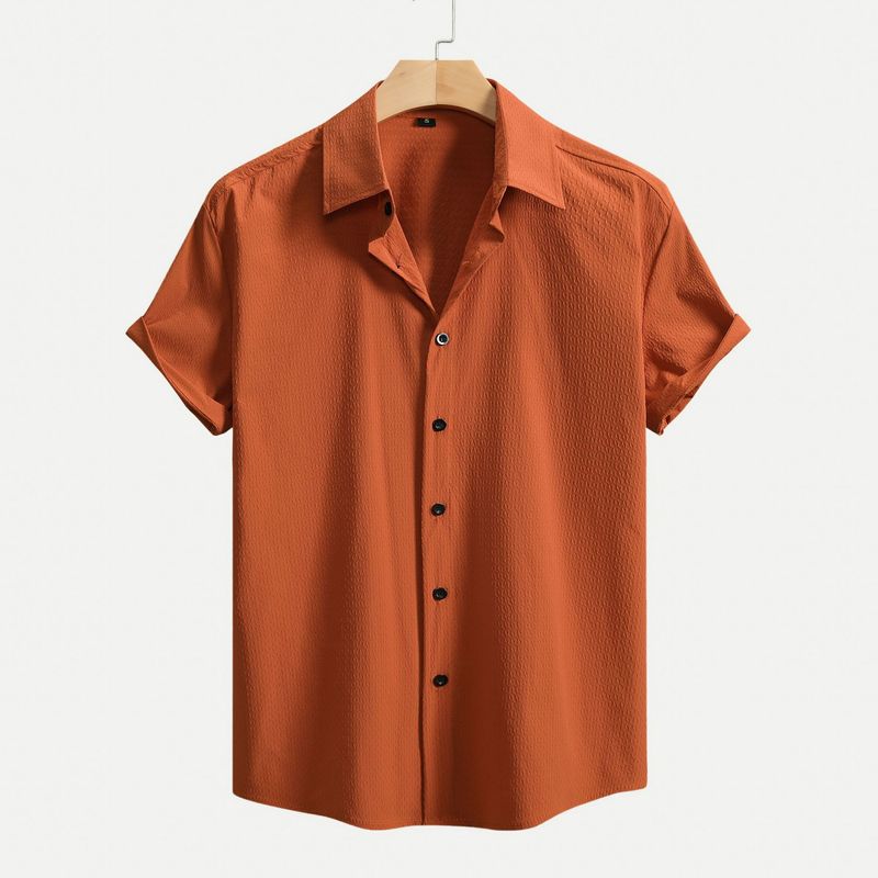Abbigliamento maschile primavera ed estate, nuovo stile europeo e americano, camicia casual a maniche corte, cardigan con risvolto, camicia alla moda, stile transfrontaliero._voghion.com