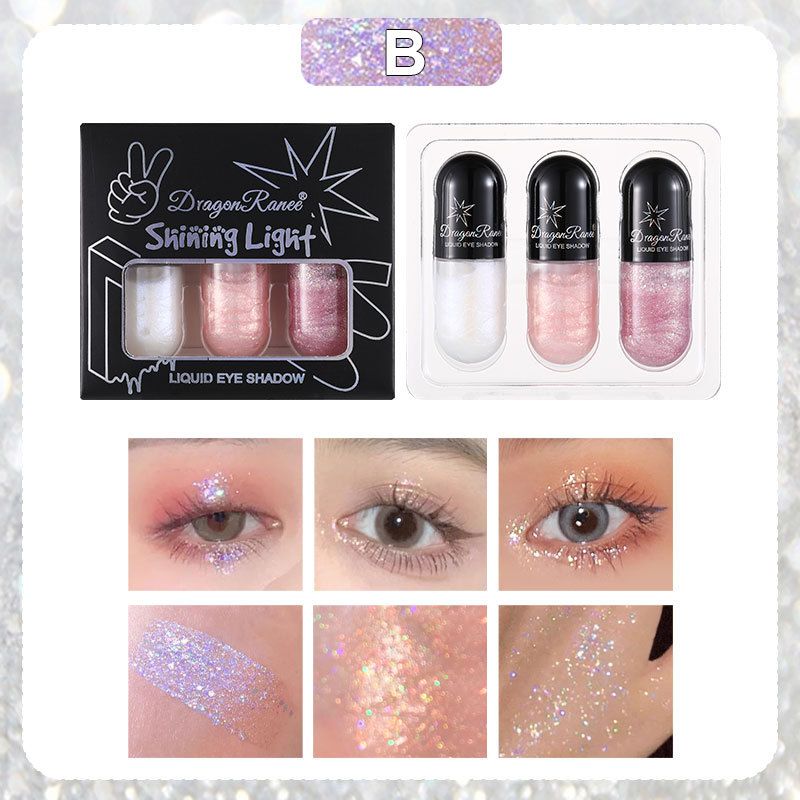 3-teiliges Flüssiglidschatten-Set – Perlmuttschimmer, feiner Glitzer, funkelndes Augen-Make-up-Trio_voghion.com