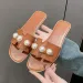 Neu Leder Echtes Flache Designer Perle Bequeme Casual Bottom frauen Schuhe Outdoor Strand Sandalen Indoor Hausschuhe_voghion.com