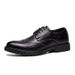 Spring Summer Brogue Formal Business Dress Men's Pointed Black Leather Shoes 2023_voghion.com