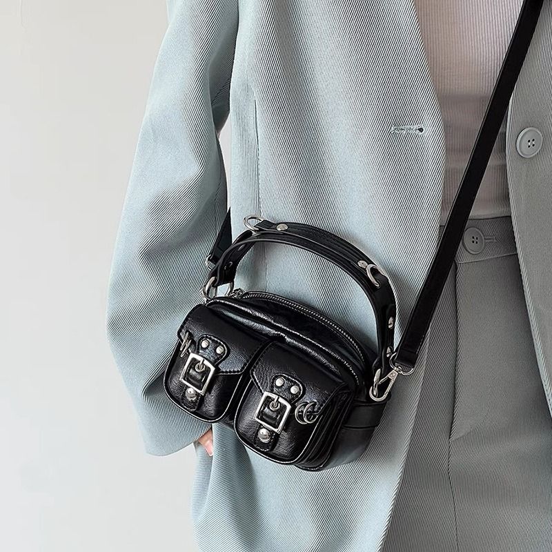 2024 New Women's Trendy Motorcycle Camera Small Square High-end Shoulder Crossbody Bag Handbag_voghion.com
