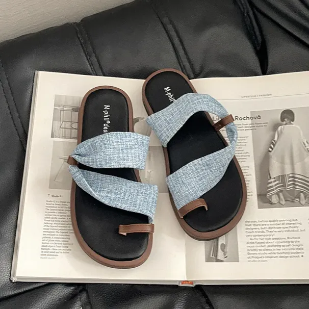 Thin Fitting Toe Slippers For Women's Outdoor Wear, New Summer Cross Wrap Sandals, Bohemian Style Straight Drag_voghion.com