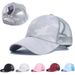2024 neue Sommer Camouflage Mesh Trucker Hut Snapback Kappe Chapeau Femme Mode Unordentlich Haar Bun Pferdeschwanz Baseball Caps für_voghion.com