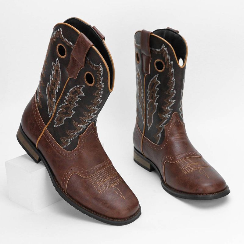 Stivali da cowboy da uomo vintage ricamati Tendenza della moda della personalità Stivali da cowboy occidentali_voghion.com