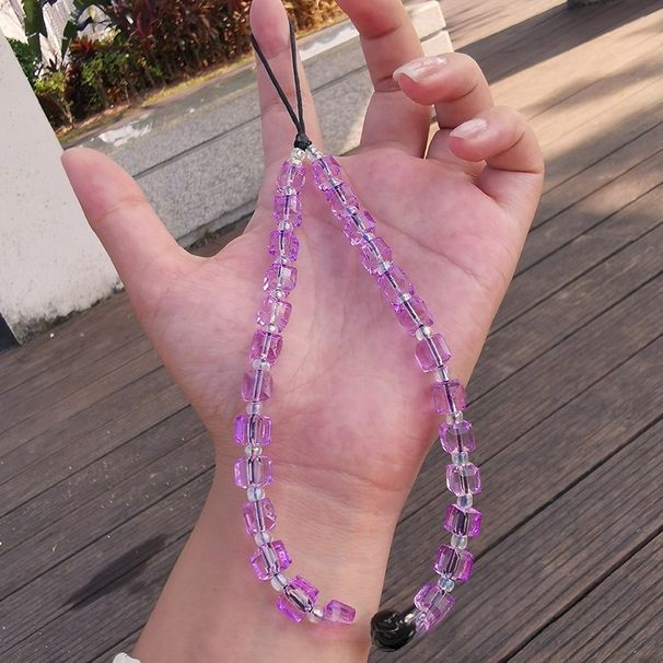 Cube Sugar Round Bead Crystal Mobile Phone Lanyard, Ins-style Fashionable Women's Wrist Ornament, Mobile Phone Case Pendant Beaded Chain, Short Style_voghion.com