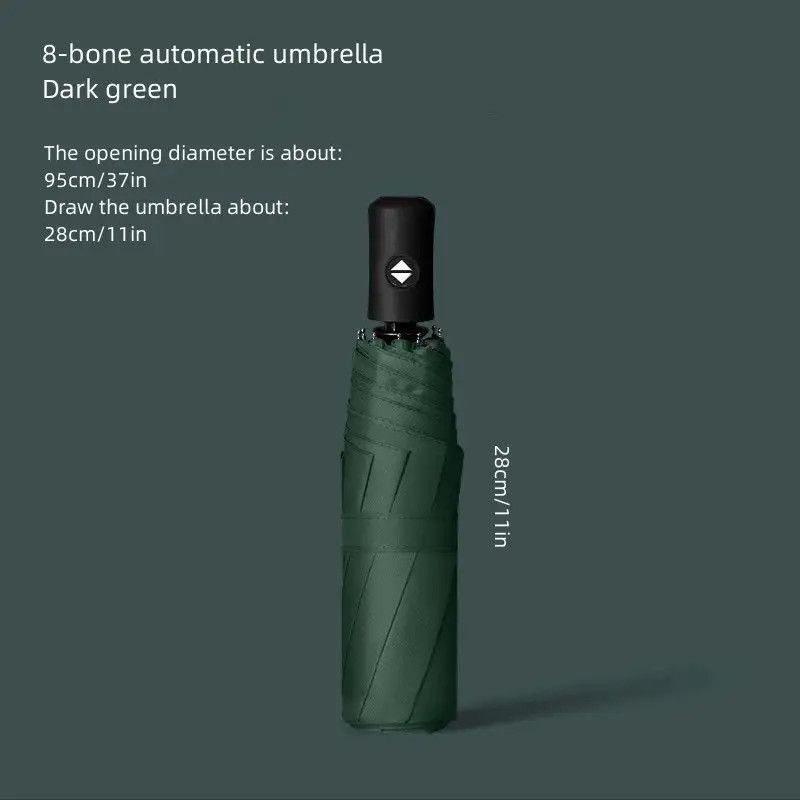 Vienkrāsains automātiski salokāms lietussargs, ūdensnecaurlaidīgs un vēja necaurlaidīgs, izturīgs kompakts lietussargs vīriešiem un sievietēm_voghion.com