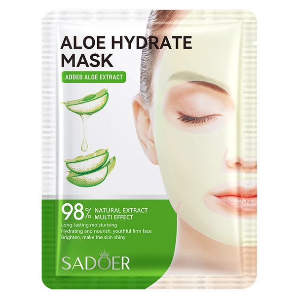 Maschera viso idratante, nutriente e ringiovanente all'aloe vera SADOER in foglio in inglese completo_voghion.com