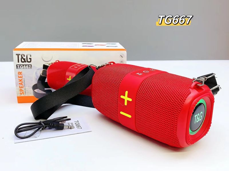 Noul difuzor Bluetooth fără fir TG667 pentru exterior, curea portabilă, card de inserare, buton mare, tun de bas, lumină color LED TWS_voghion.com