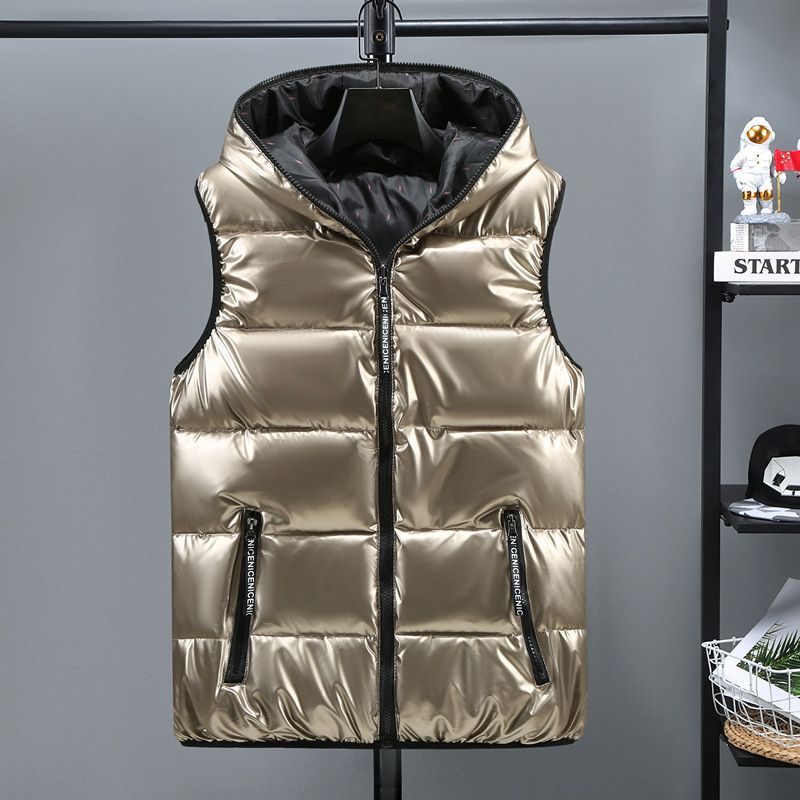 Men's down cotton vest bright face handsome Korean version of the trend to wear vest vest sleeveless coat_voghion.com