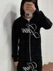 Urban Streetwear Couple Set – Zip-Up Letter Print Hoodie & Loose Fit Sweatpants (Black/Blue/Dark Gray)_voghion.com