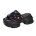 Shion Thick Soled Sandals And Slippers For Women S Outerwear Summer New Sequin Square Root Flip Flops All Match High Heeled_voghion.com