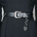 Cintura nera con fibbia in metallo con rivetti Y2K per donna, stile punk pesante americano dei Millennial_voghion.com