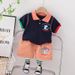 Ropa de verano para bebés de 23 años, nueva y a la moda, conjunto de dos piezas con camisa frontal de dibujos animados de animales para niños_voghion.com