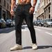 Jogginghose mit Waffelstrick und Kordelzug für Herren – leichte, atmungsaktive Freizeithose für Männer mit elastischem Bund und mehreren Taschen_voghion.com