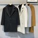 Herren Trenchcoat aus Wollmischung Slim Fit Zweireihig Langer Mantel Lässige Winterjacke Schwarz Grau Beige_voghion.com