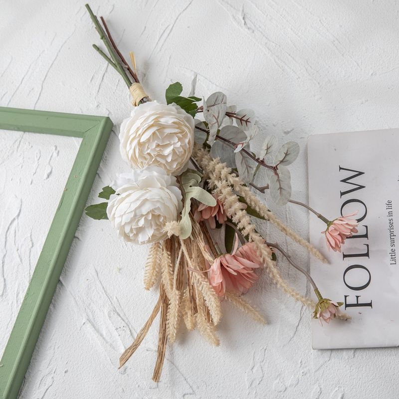 Kunstige blomster Yihua håndbok Hjemmedekorasjon Blomst Falsk blomsterdesign Bryllupsbukett Veggdekorasjon Rose CF01237_voghion.com