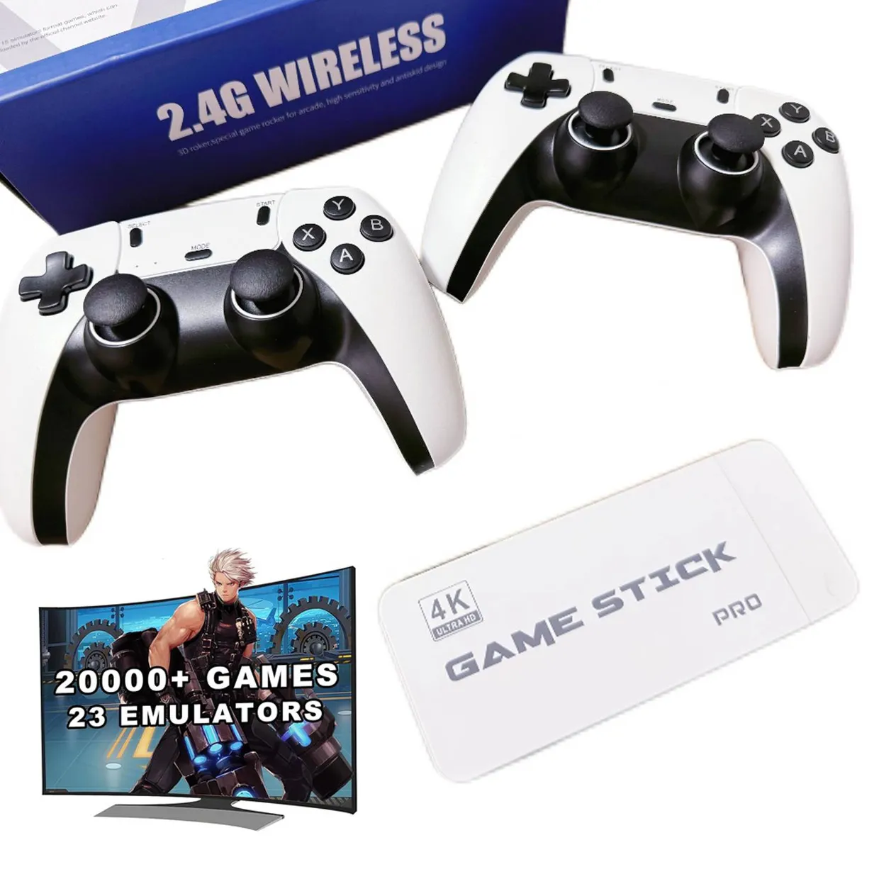 Herná konzola Retro Game Stick, 4K HDMI výstup a bezdrôtový ovládač s 20 000+/30 000+ hrami, arkádová herná konzola (64G/128G)_voghion.com