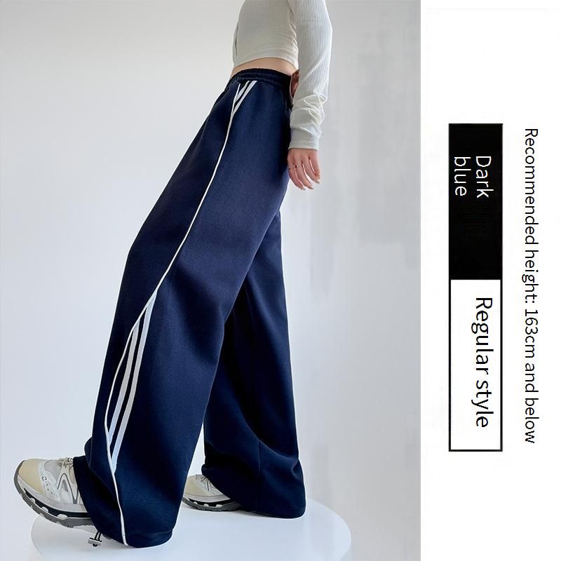 Pantaloni da tuta casual dal design sottile e nuovo da donna, pantaloni dritti a righe, pantaloni a gamba larga da donna_voghion.com