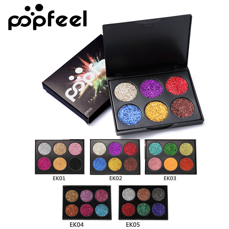 Eye Shadow POPFEEL New 6 Color Eye Shadow Glitter Powder Glitter Glitter Eye Shadow Makeup Palette_voghion.com