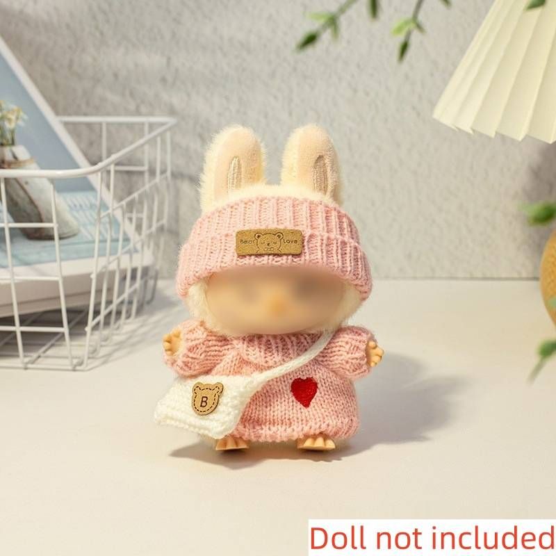 New Series 1st And 2nd Generation Universal Keychain Bag Accessories 3-piece Pink Sweater Design Set Knitted White Bag (sweater Only)_voghion.com