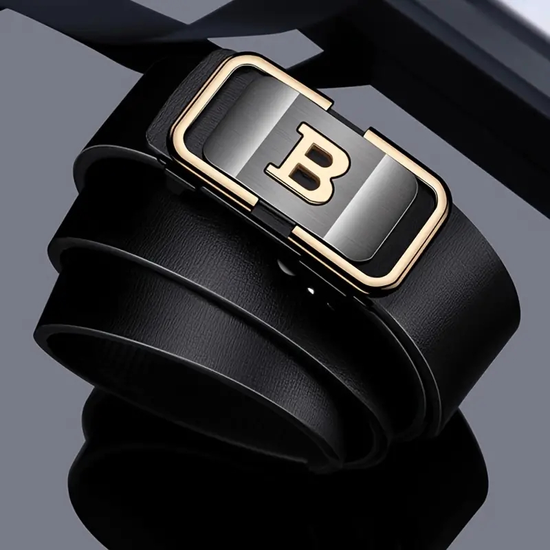 1pc Trendy Casual Men's Belt, With Toothless Automatic Buckle_voghion.com