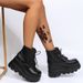 Women's Shoes autumn and winter new high top thick soled wedge heeled lace up large size Martin short boots for women_voghion.com