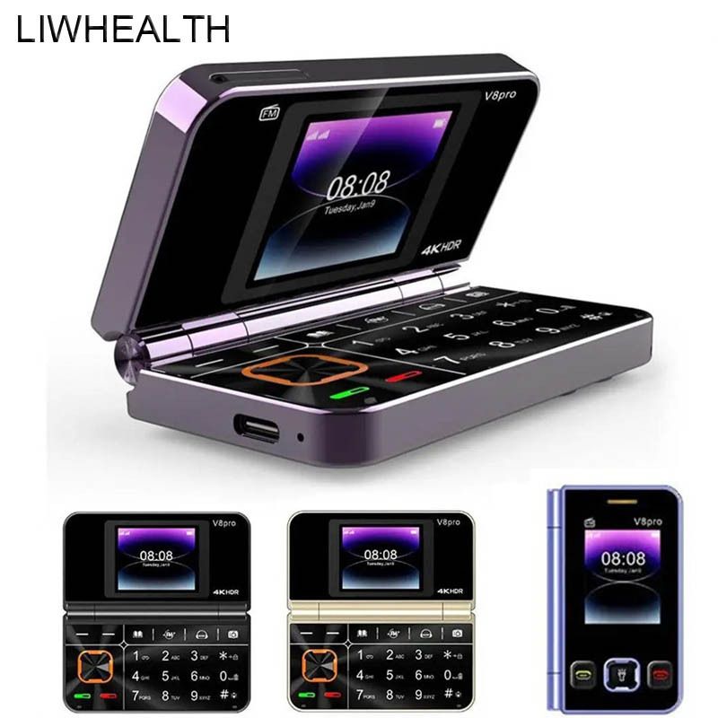Mini Portable MP4 Foldable Flip Phone Man Woman 2G Senior Mobile Phone Call Buttons Music-Bluetooth Speaker Dual SIM Standby FM_voghion.com