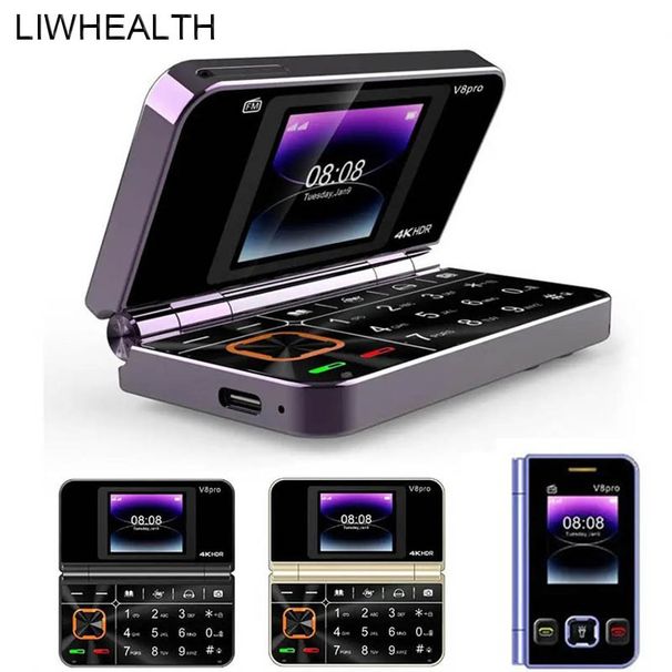 Mini Portable MP4 Foldable Flip Phone Man Woman 2G Senior Mobile Phone Call Buttons Music-Bluetooth Speaker Dual SIM Standby FM_voghion.com