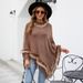 New Women's Wool Knitted Fringe Cape, Solid Color Knitted Loose Shawl Coat._voghion.com
