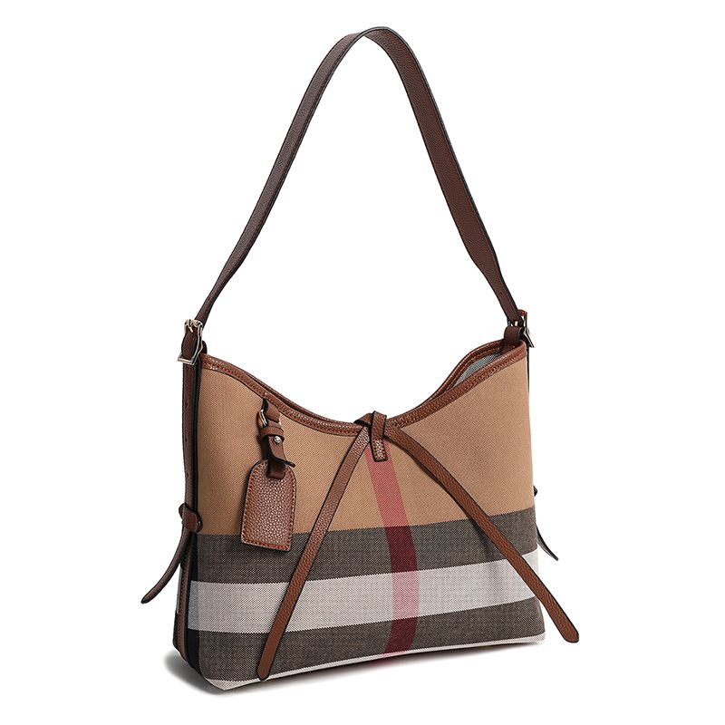 Europe and the United States hot selling women's plaid canvas bag trend armpit bag hand cross-shoulder handbag_voghion.com